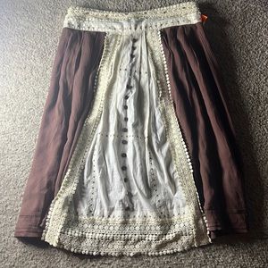 long odille cottage style skirt brown/cream with rhinestones and sequins